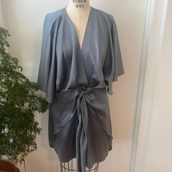 NWT THE DROP  Women's Estelle Deep V-Neck Front-Tie Mini Dress Size Large - Picture 3 of 9